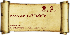 Machner Hümér névjegykártya